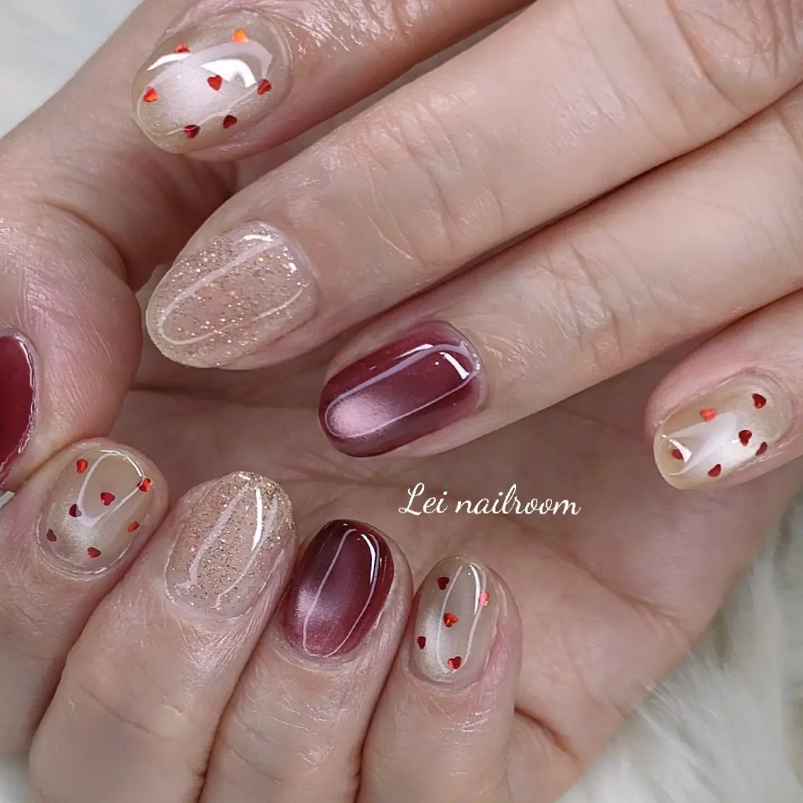 ネイル ボルドー マグネットネイル lei🌼 nailroomのネイルデザイン