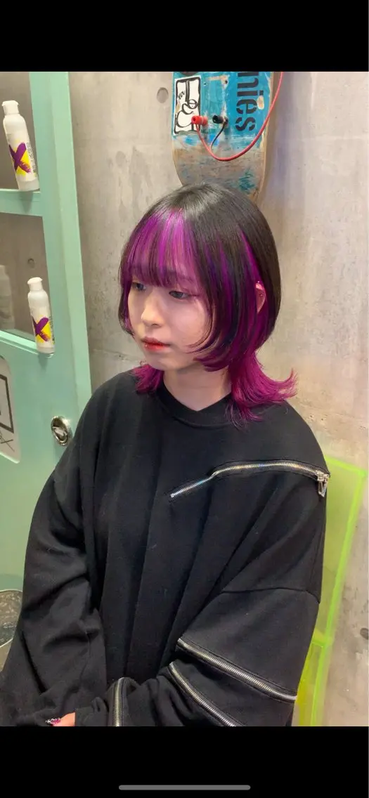 ミディアム カラー カット ヘアカラー ハイトーン/メンズ/ ウルフ特化 小松のヘアスタイル