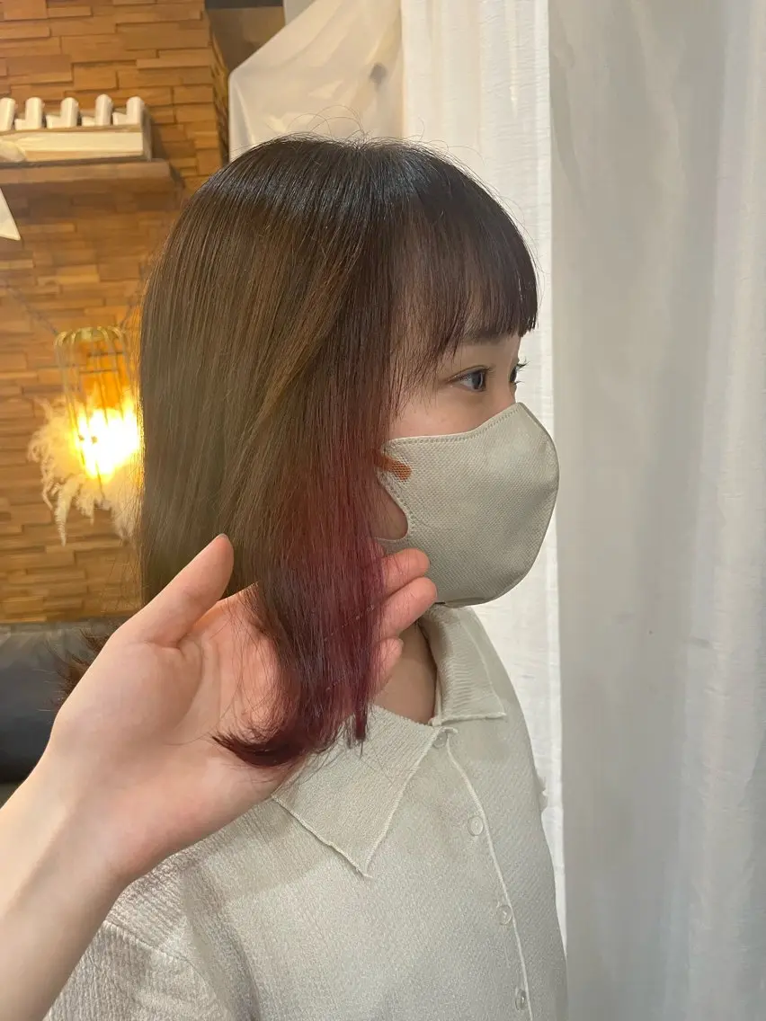 ミディアム カラー イヤリングカラー 顔周りカット 🎀サヤカ🎀のヘアスタイル