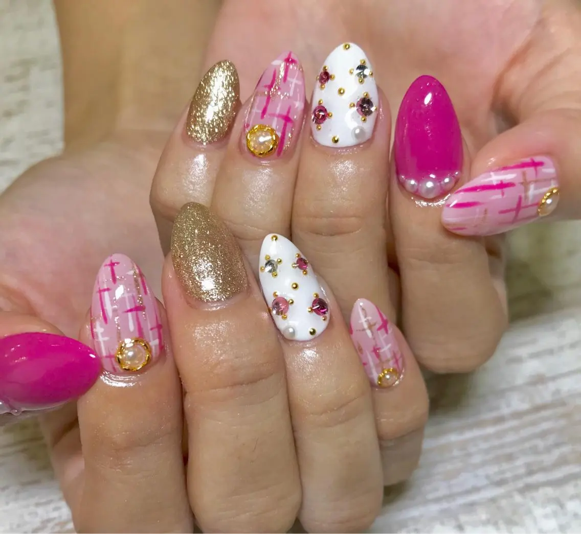 ネイル ツイードネイル ハンドネイル Lino+ ネイル&よもぎ蒸しのネイルデザイン