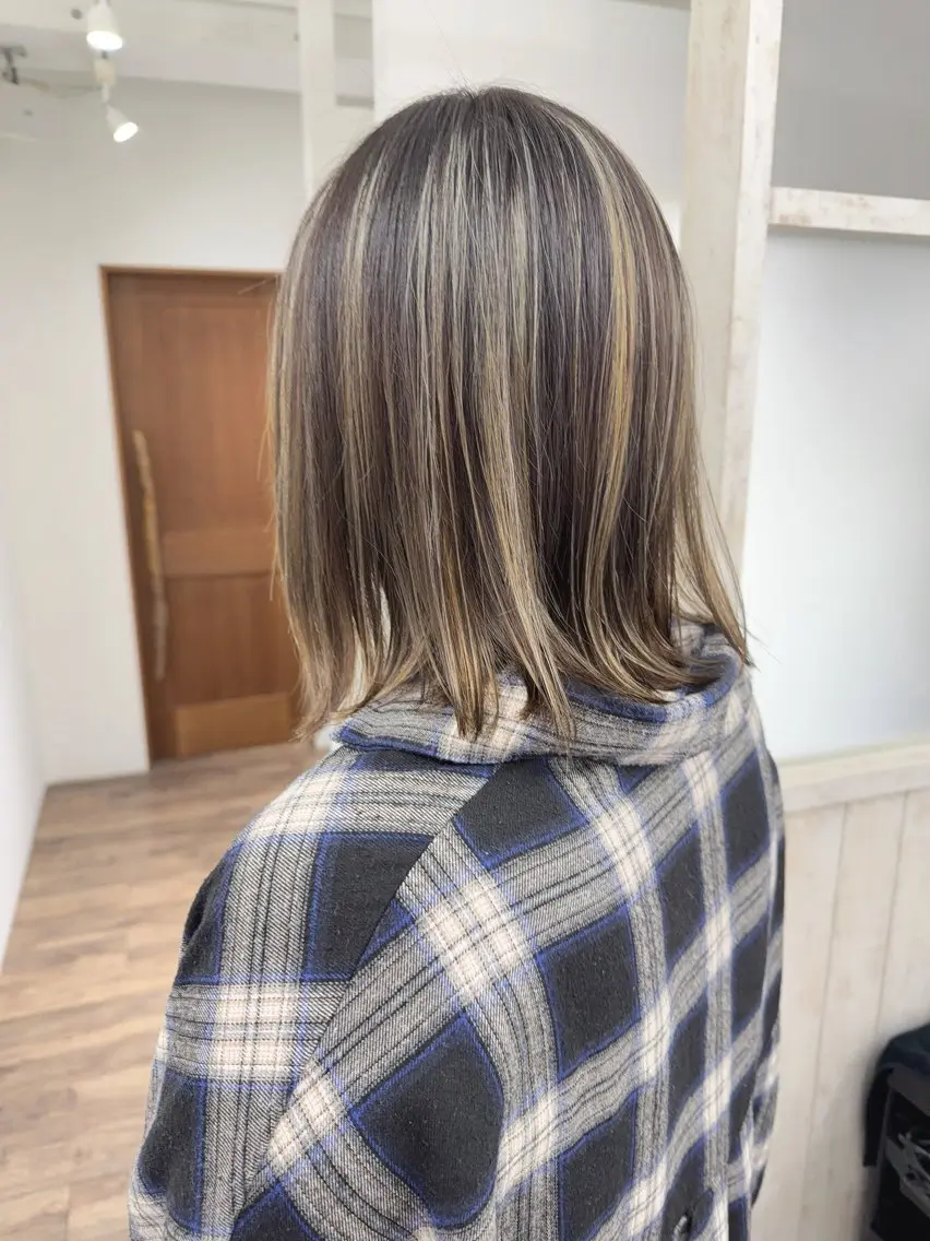 ミディアム カラー ヘアカラー トリートメント ハイライト⭐️上野 高広のヘアスタイル