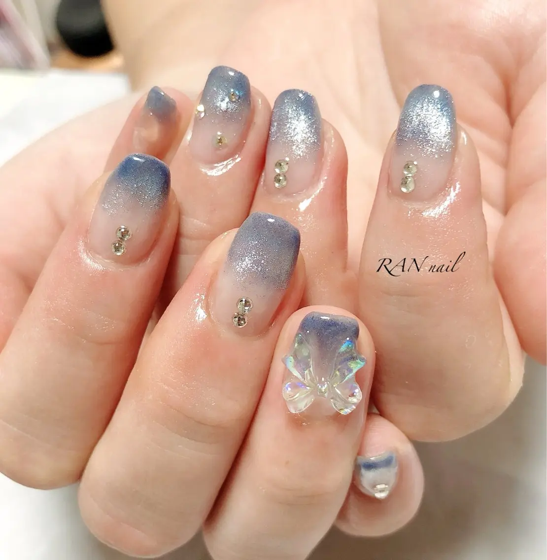 ネイル オーロラネイル フレンチネイル ジェルネイル グラデーション ハート RAN nailのネイルデザイン
