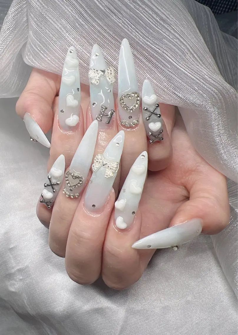 ネイル 長さ出し グラデーション 卒業式 キラキラネイル マグネットネイル ハンドネイル Lee Nailsのネイルデザイン