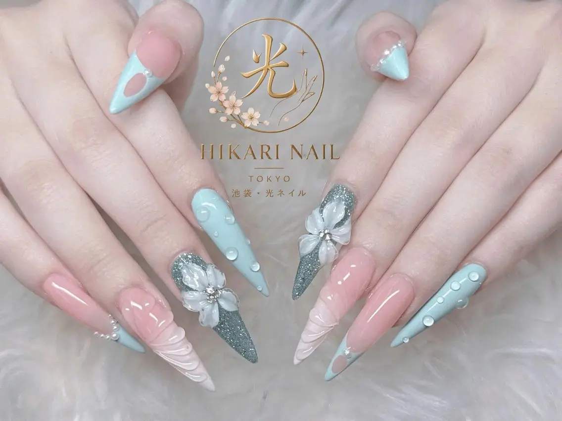 ネイル チークネイル 長さ出し フレンチネイル ガーリー ハロウィン ハンドネイル HikariNail Ikebukuroのネイルデザイン