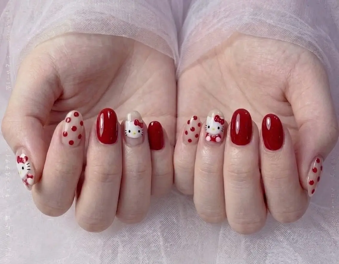 ネイル ドット ジェルネイル 赤色 Michan Nailのその他イメージ