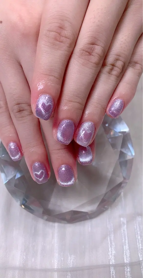 ネイル フレンチネイル ハート キラキラネイル マグネットネイル マグネットフレンチ Cute Tips nailのネイルデザイン