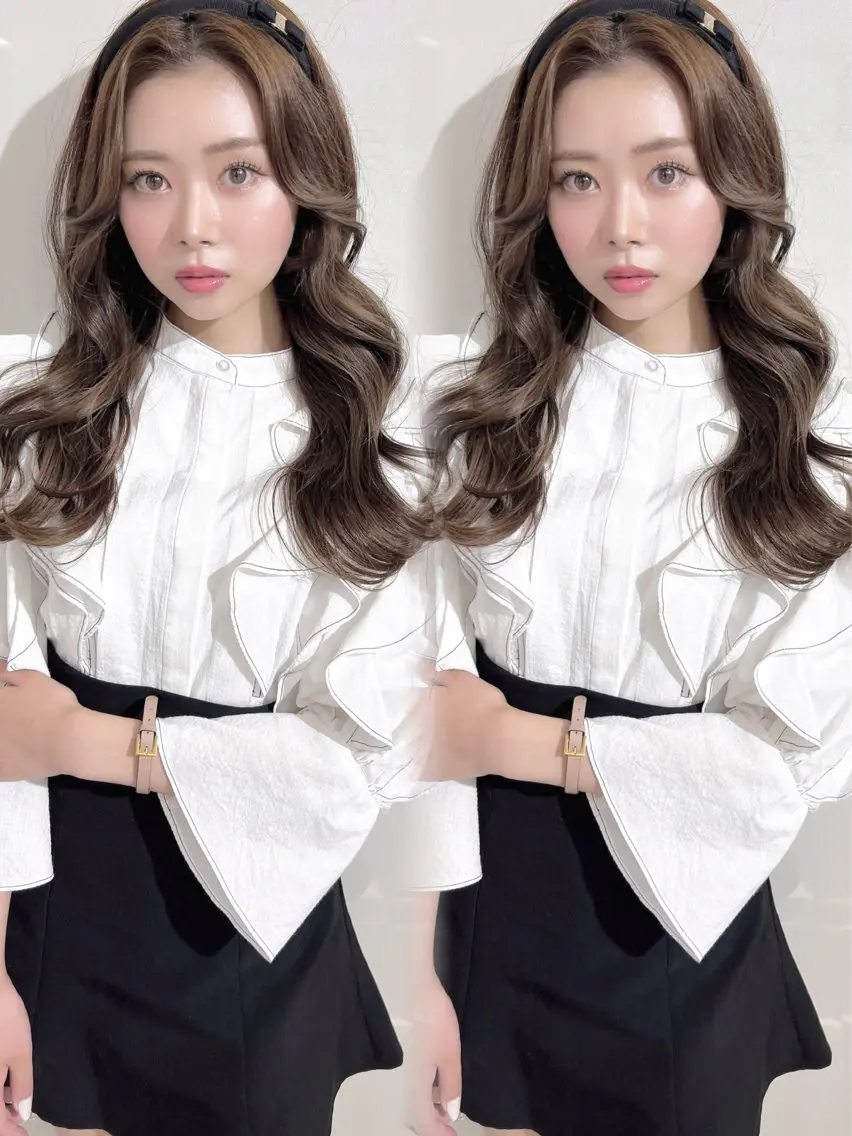 セミロング カラー ヘアアレンジ ベージュカラー ブリーチ イルミナカラー オリーブベージュ トリートメント ヘアカラー トリートメント 盛れる顔周り🤍渋谷 Risa🎀のヘアスタイル