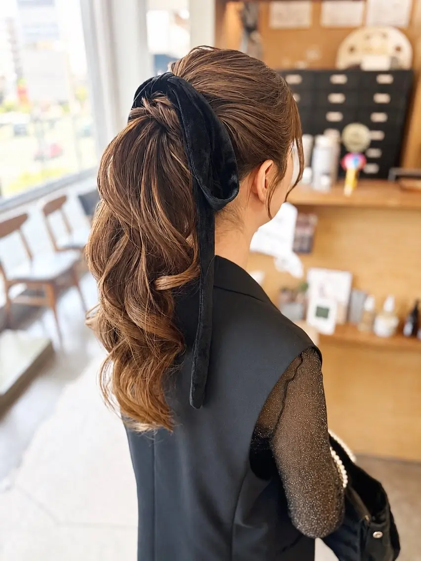 ヘアアレンジ ポニーテール ヘアセット 志賀 美沙のヘアスタイル