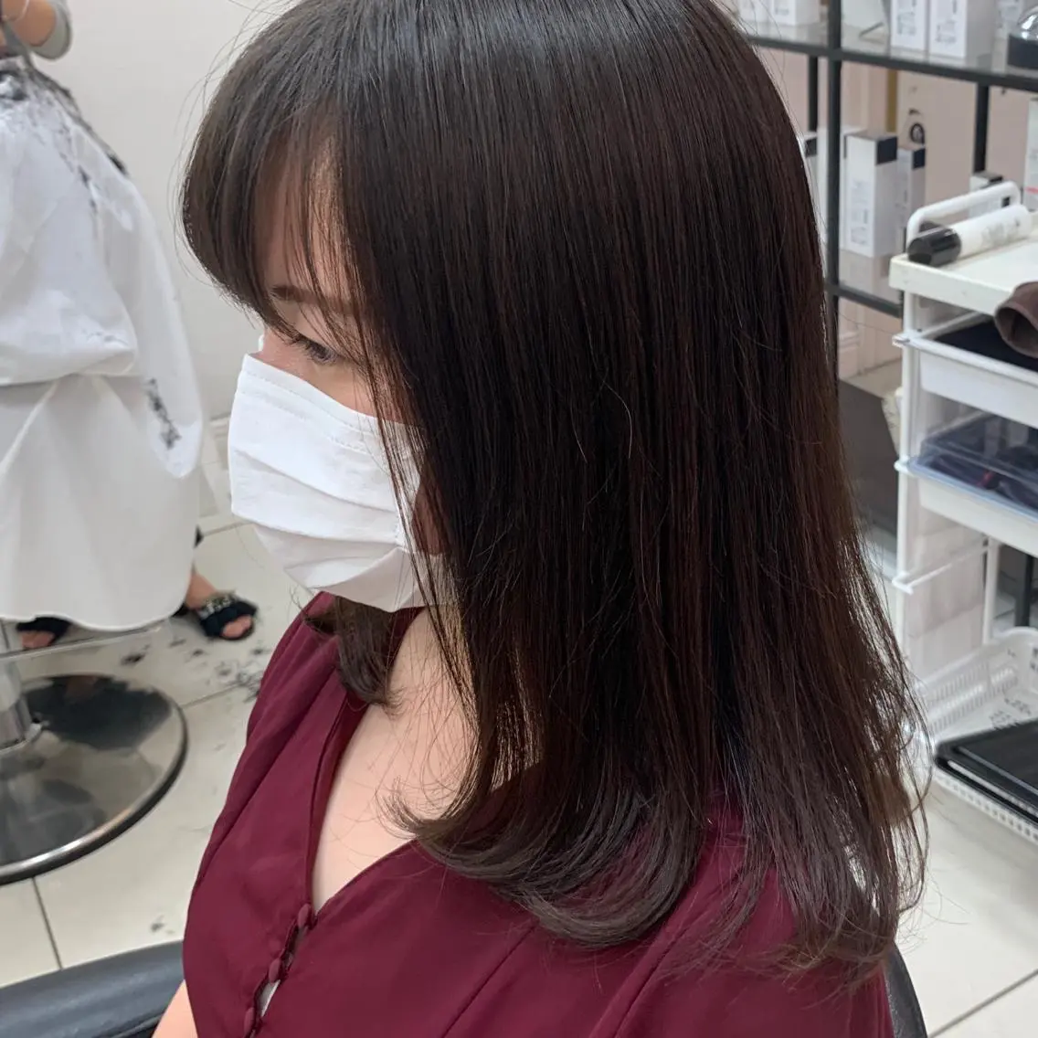 ロング 顔周りカット レイヤーカット カット トリートメント ウスイ ハルカのヘアスタイル