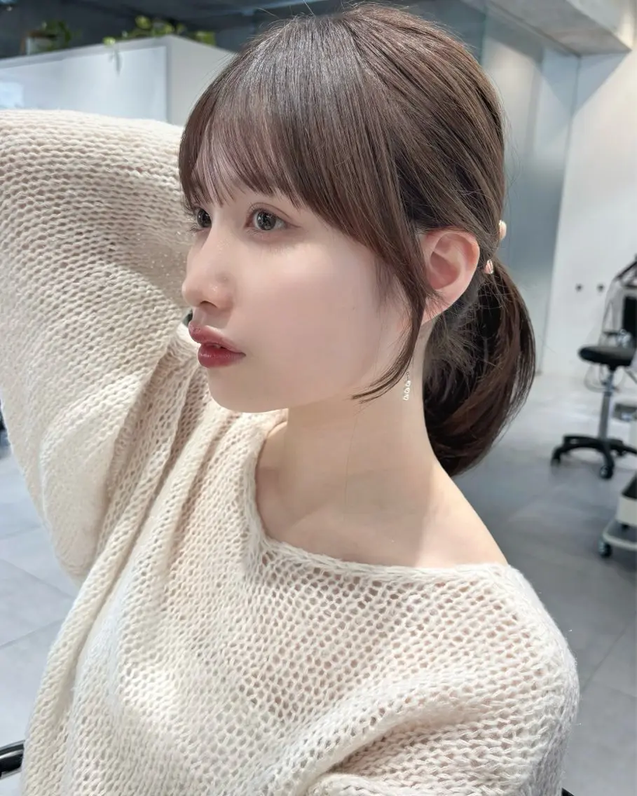 ミディアム カット ヘアカラー トリートメント 表参道レイヤーカット 髪質改善山岸季生のヘアスタイル