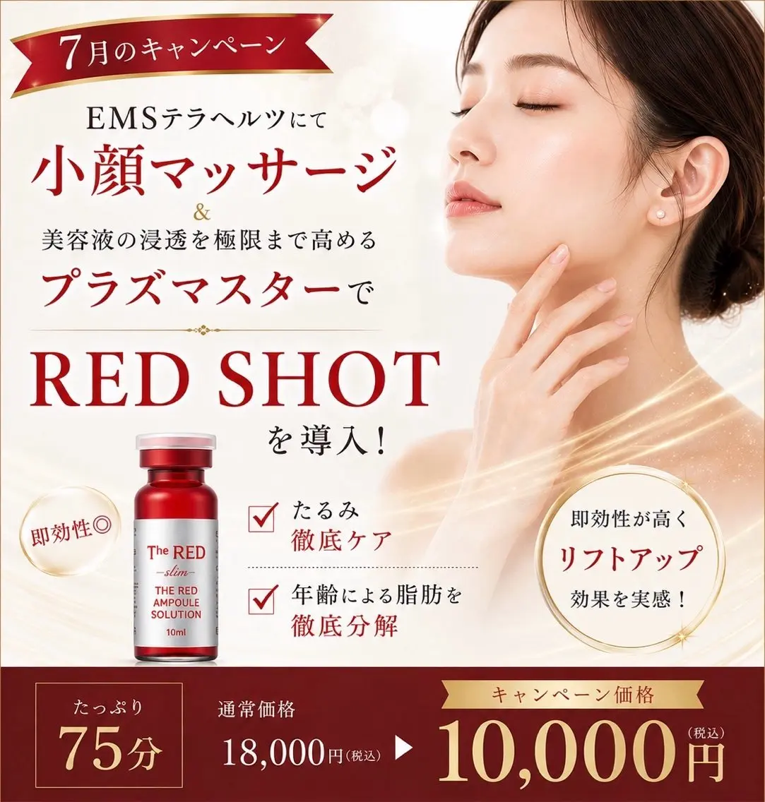 【7月限定】EMS小顔×RED SHOT導入75分¥18000→¥10000の写真