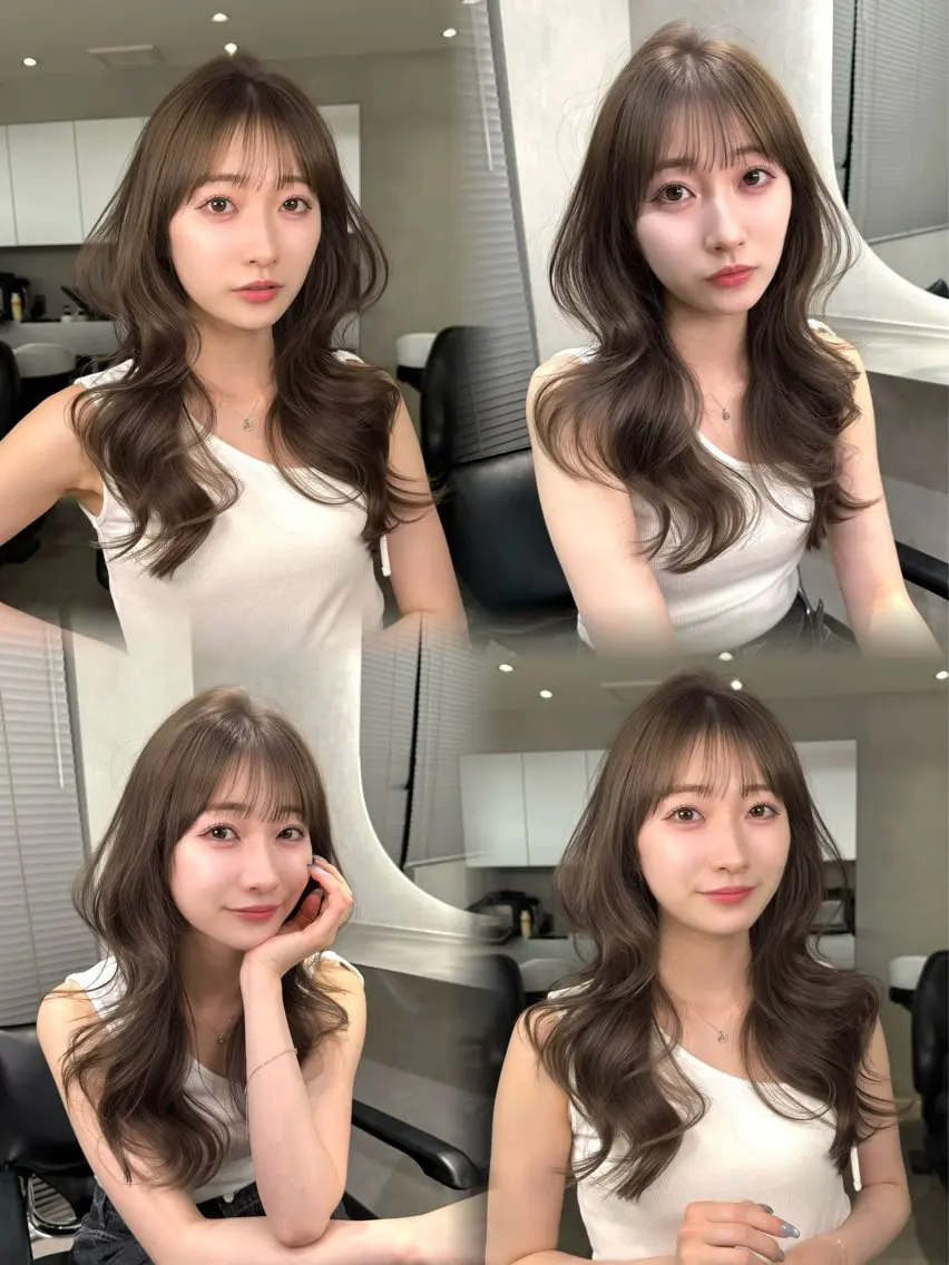 ロング カラー ヘアアレンジ 韓国レイヤーカット ONYXのヘアスタイル