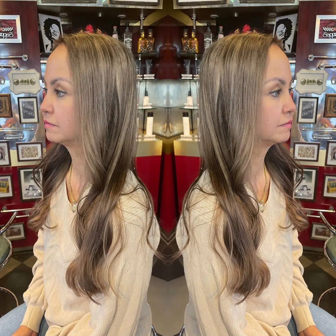 セミロング カラー ダブルカラー グレージュ ミルクティーグレージュ 👑派手髪/カット 👑ANRYのヘアスタイル