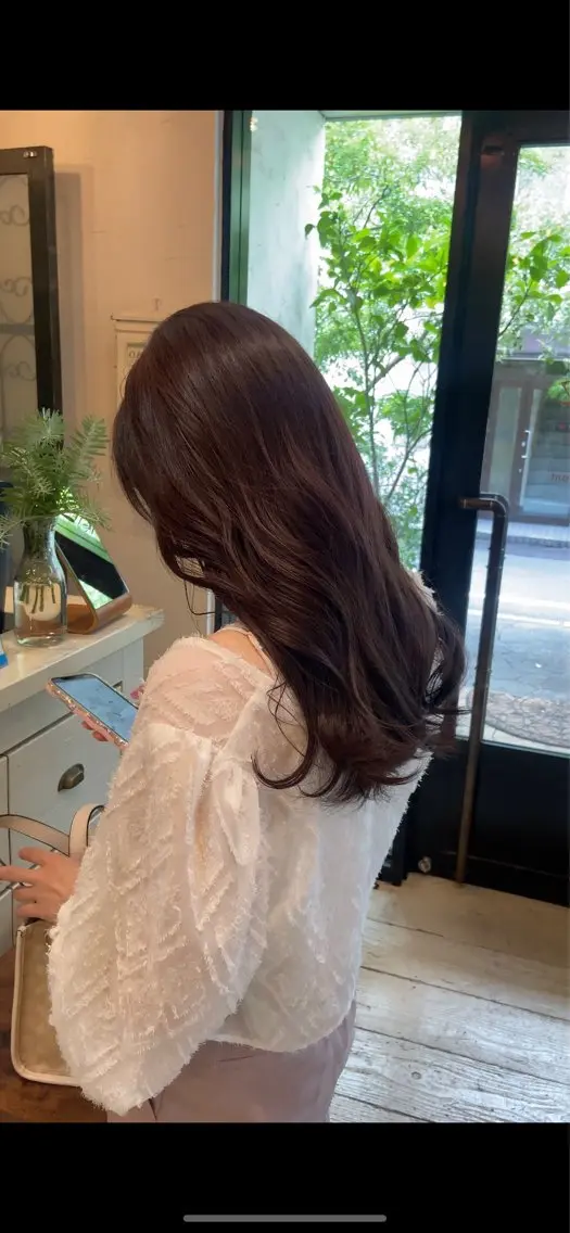 ロング カラー ブラウンカラー ケアカラー パープルカラー パープルブラウン トリートメント ダメージレス美容師 🌱水島侑理のヘアスタイル