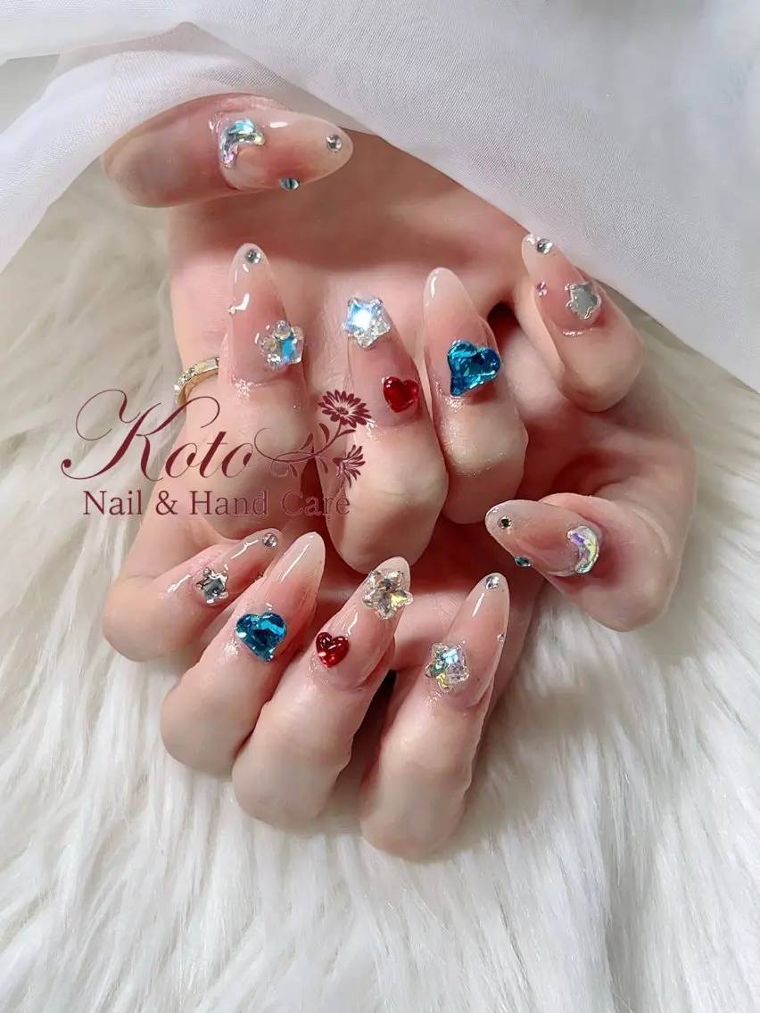 ネイル 長さ出し ジェルネイル 持ち込み ニュアンスネイル 赤色 ハンドネイル Nail Salon KOTOのネイルデザイン