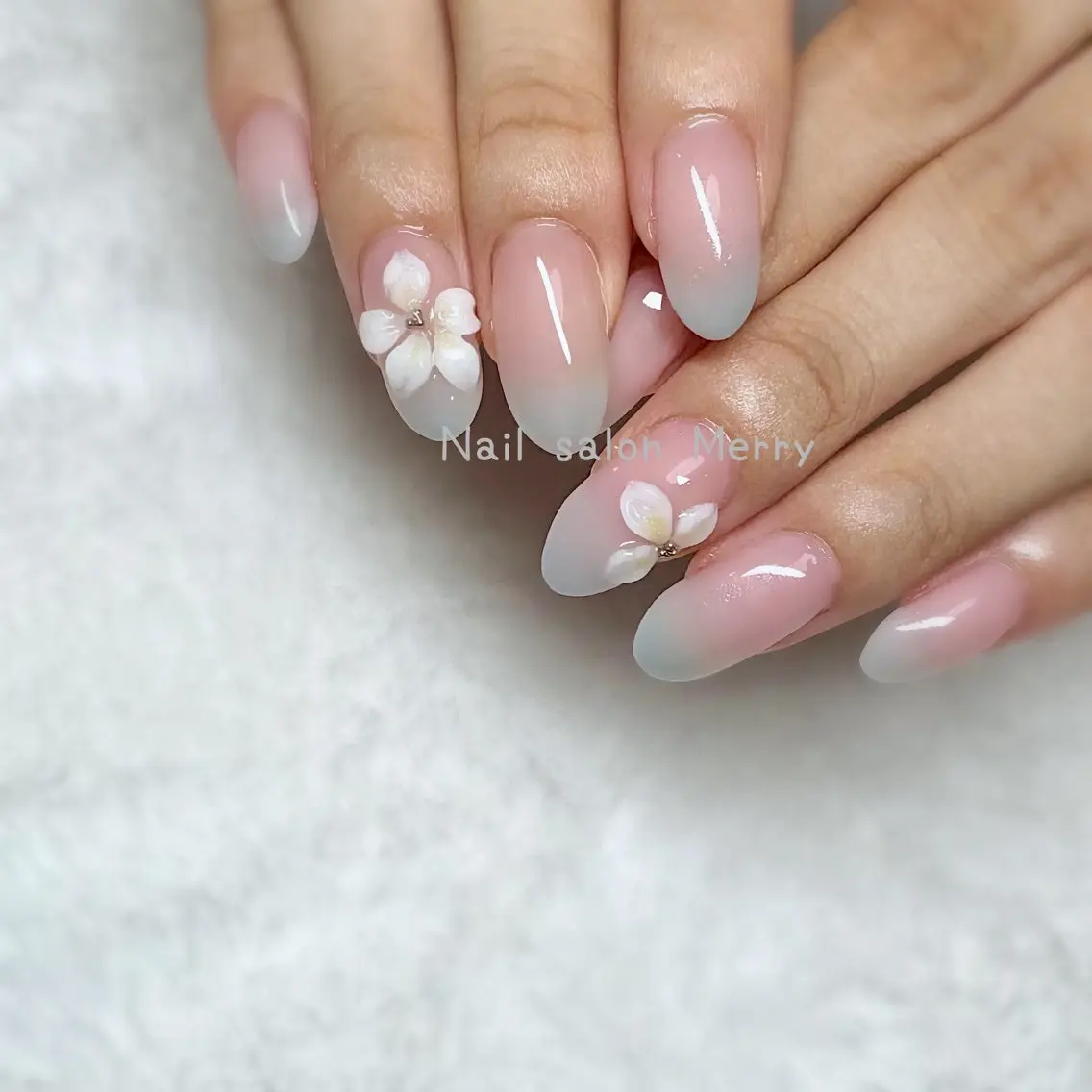 ネイル ブルー グラデーション ピンク ハンドネイル Nail salon Merryのネイルデザイン
