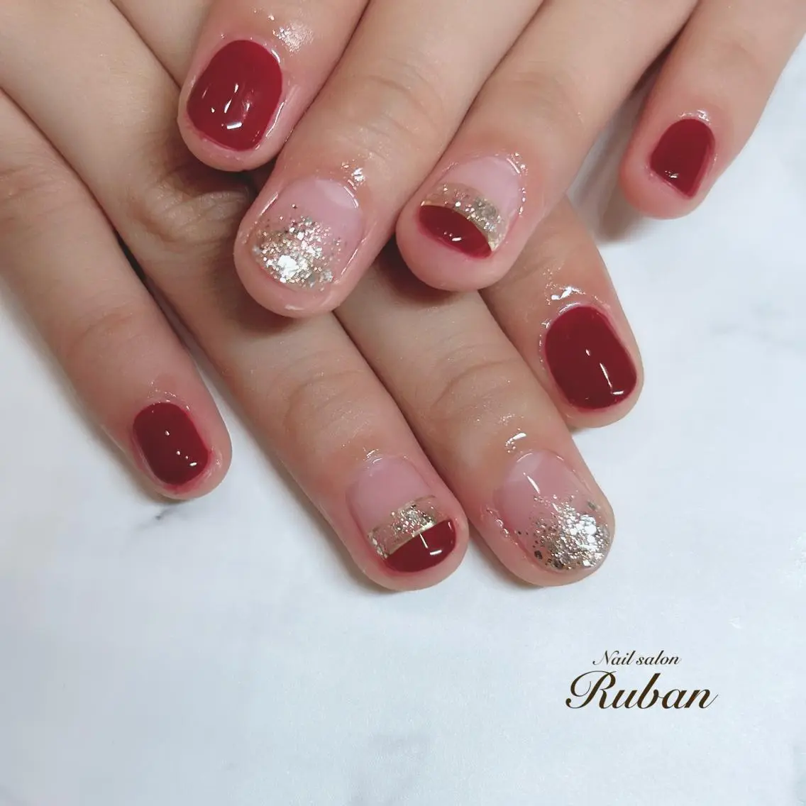 ネイル ボルドー グラデーション Nail salon Rubanのネイルデザイン