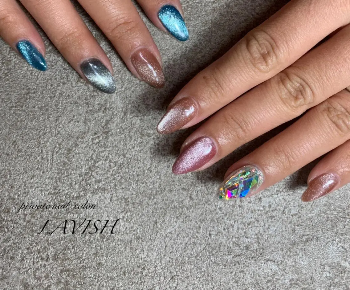 ネイル 氷ネイル・うるうるネイル 韓国ネイル ニュアンスネイル ワンカラーネイル 春ネイル LAVISH 大和店 emi･:*+のネイルデザイン