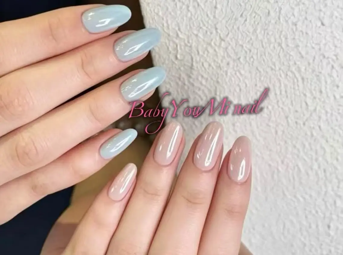 ネイル オーロラネイル チークネイル 成人式 フットネイル フレンチネイル ハンドネイル BabyYouMi nailのネイルデザイン