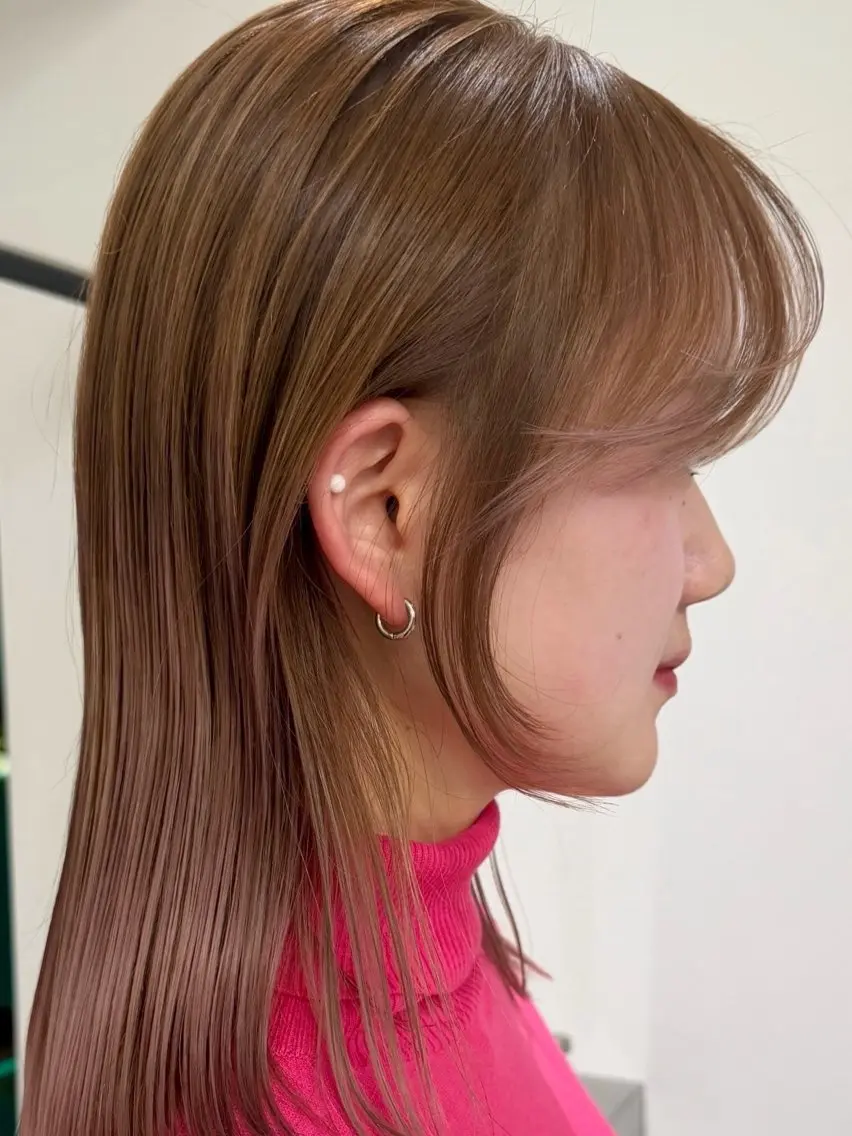ミディアム 顔まわりレイヤー レイヤーカット 似合わせカット カット ヘアカラー ブリーチなしカラー/ レイヤー/ASARIのヘアスタイル