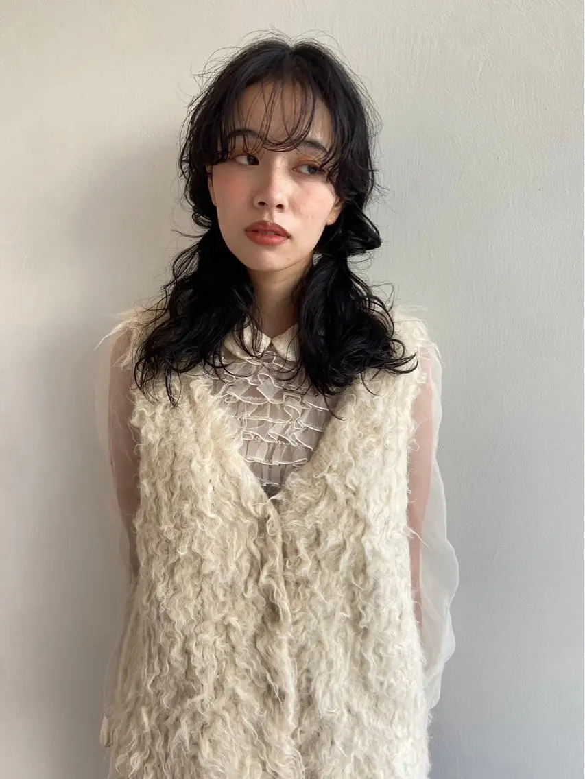 セミロング ヘアカラー 艶カラー/フェイス レイヤー/たむのヘアスタイル