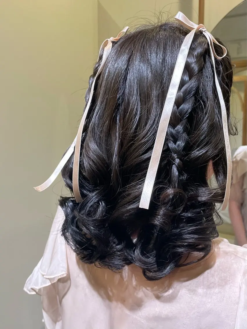 セミロング ヘアセット ボウ🪞ヘアセット /メイク/マツパのマツエク・マツパデザイン