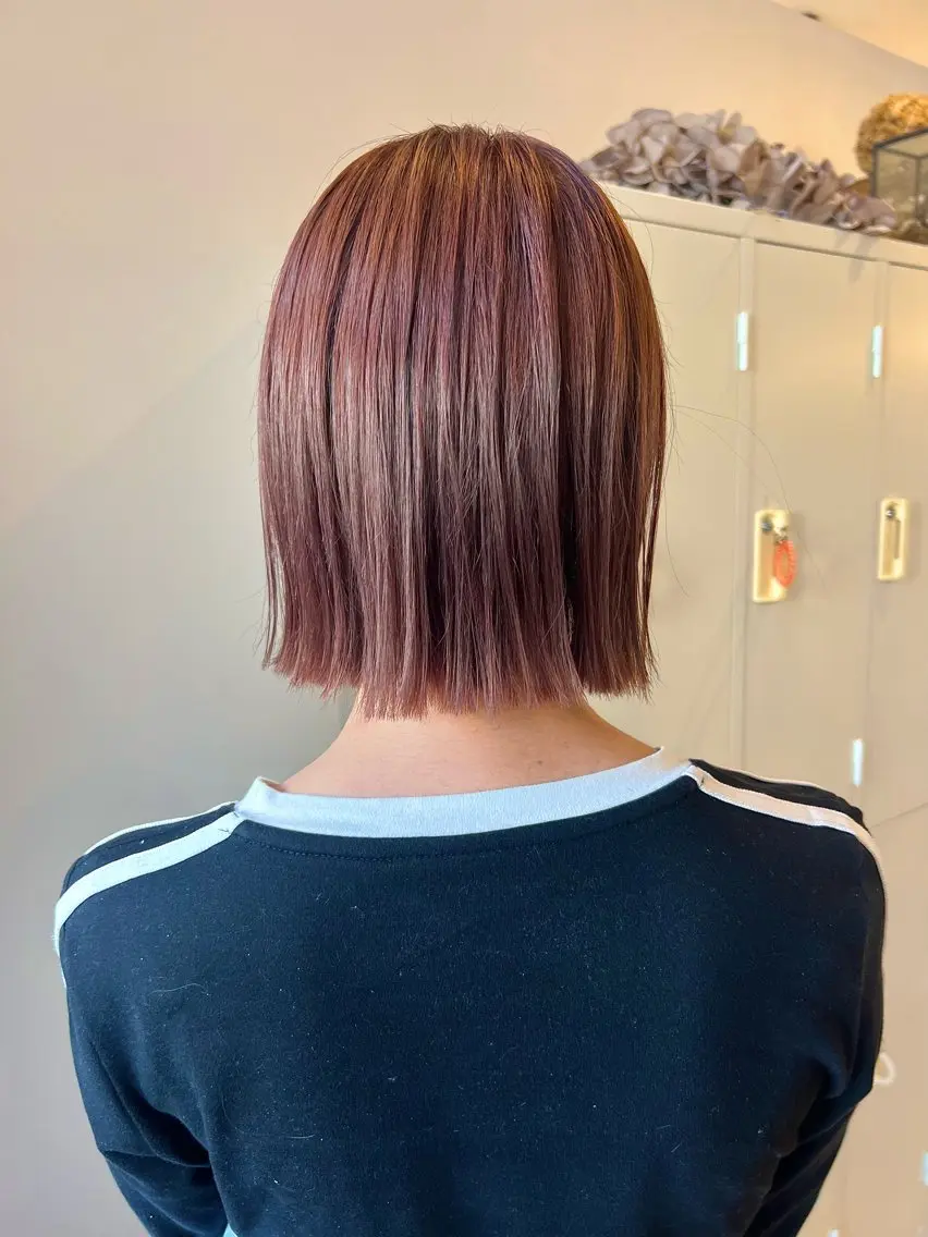 ショート カラー 切りっぱなしボブ ベージュカラー ピンクカラー ピンクベージュ ボブ カット ヘアカラー メンズカット募集中/ sayakaのヘアスタイル