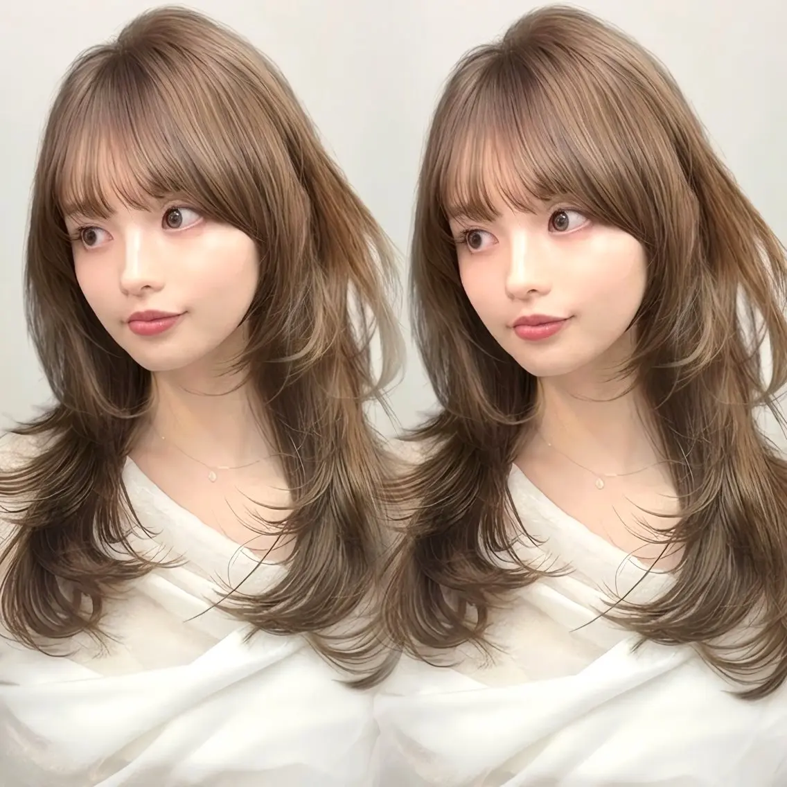 セミロング カラー カット ヘアカラー トリートメント 新宿/レイヤーカット 髪質改善/小顔見せのヘアスタイル