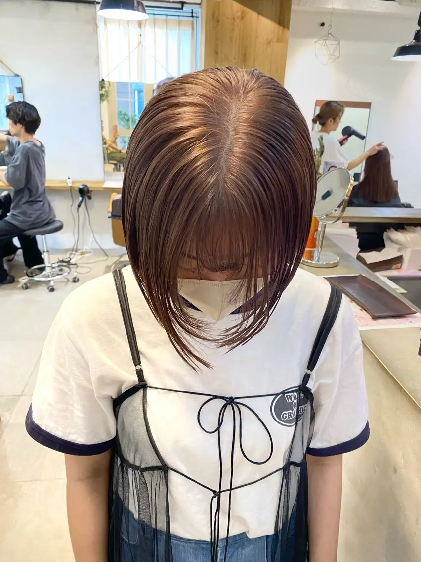 ミディアム カラー ブリーチ グレージュ Lomalia 🤍🫧/makoのヘアスタイル