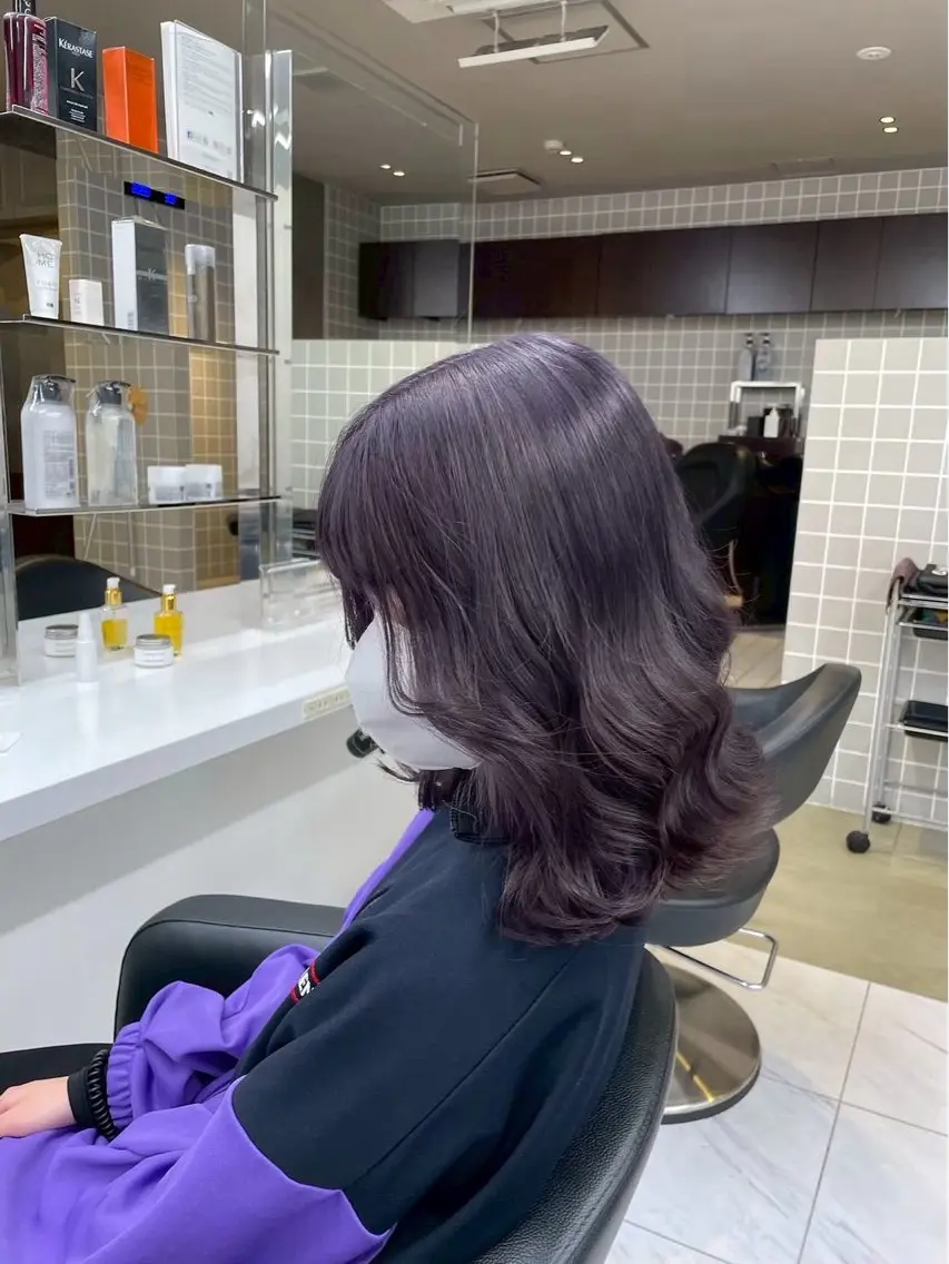 セミロング カラー ブリーチ 透明感カラー ダブルカラー ブリーチなしカラー 髪質改善 透明感🤍レイヤー ベージュ‎🤍ピンクのヘアスタイル