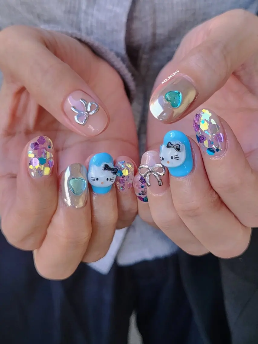 ネイル ハンドネイル 3dパーツ/流行り 👧shushu❤️のネイルデザイン
