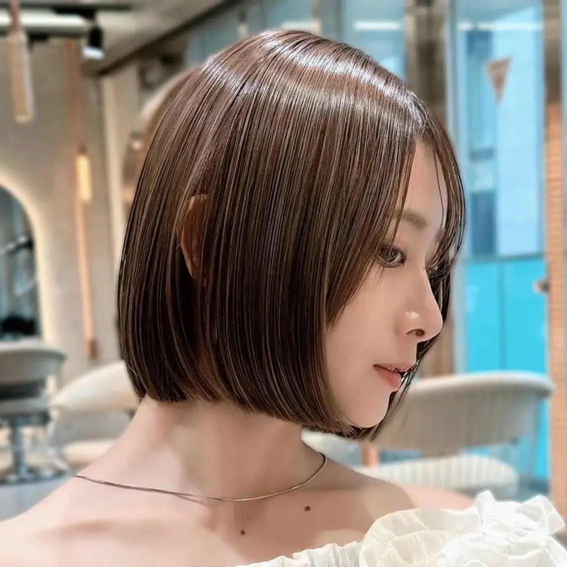 ミディアム カット ヘアカラー トリートメント ♥️ボブ縮毛矯正/暖 色/minami♥️のヘアスタイル