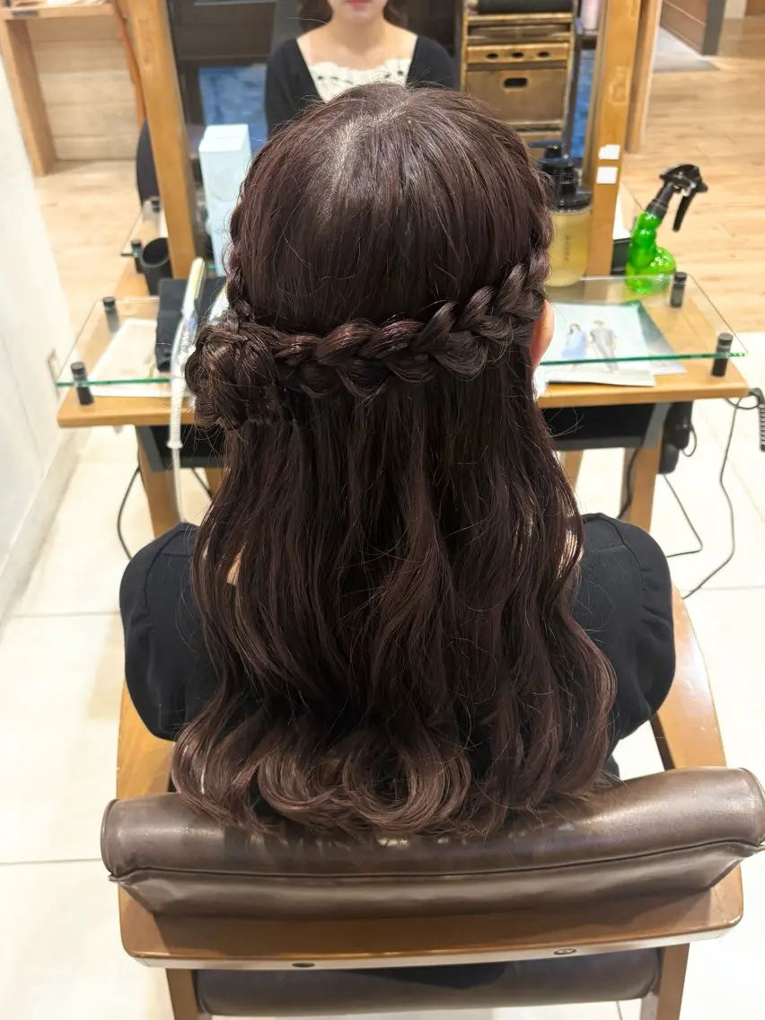 ロング ヘアアレンジ ハーフアップ 結婚式・ブライダル chinatsu 吉祥寺のヘアスタイル