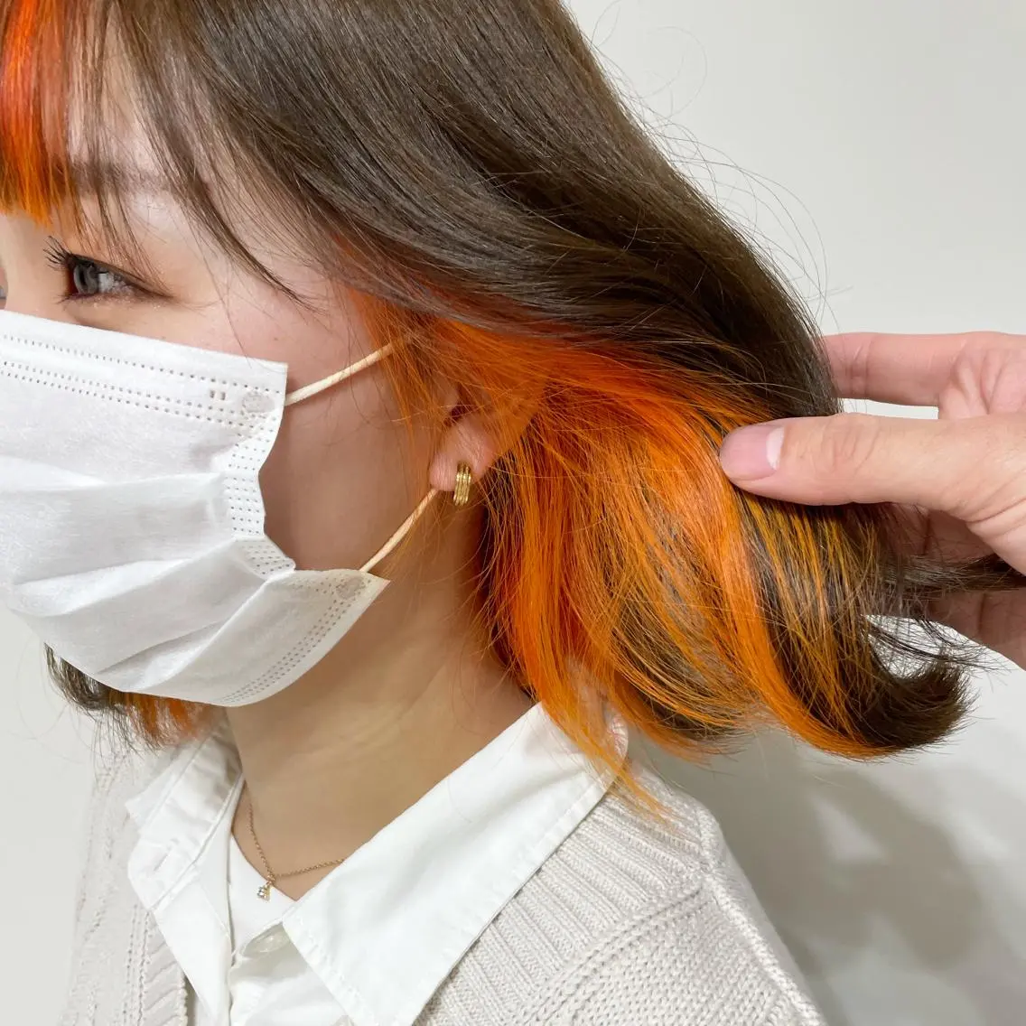 ショート カラー インナーカラー オレンジ ヘアカラー 守屋 颯太のヘアスタイル