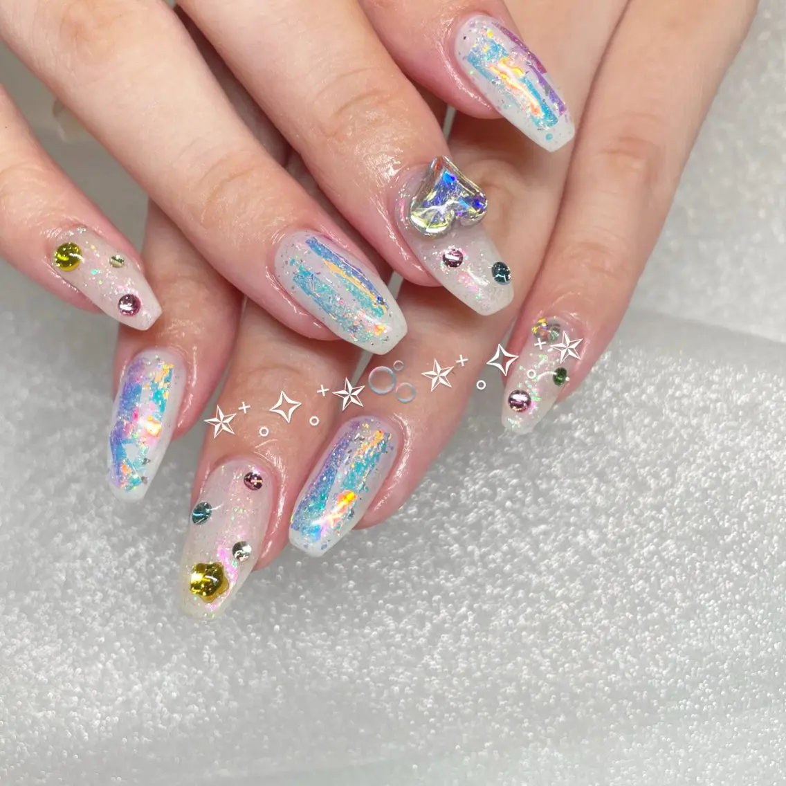 ネイル オーロラネイル キラキラネイル ラメ(グリッター) ストーンネイル ハンドネイル Tsukahara 🌷仙台PARCOのネイルデザイン