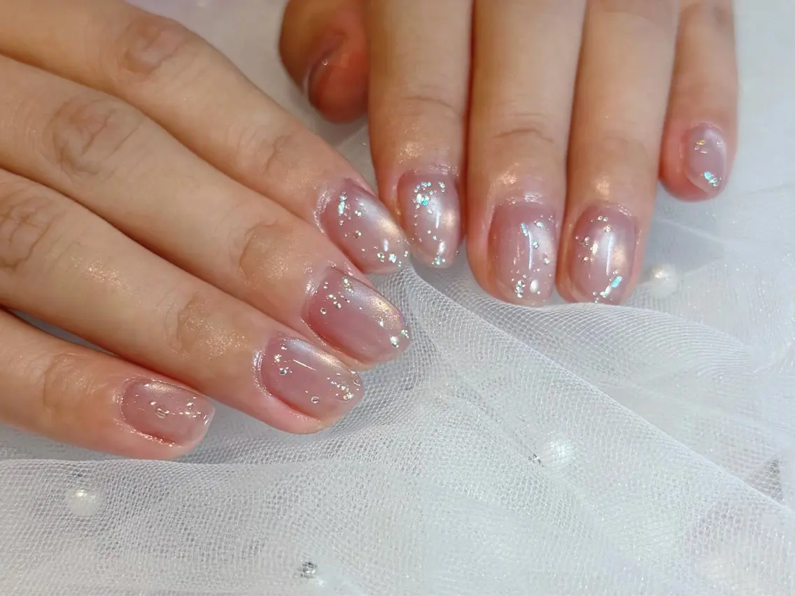 ネイル クリアネイル フラッシュネイル フラッシュマグ フレンチネイル マグネットネイル Luana nailのネイルデザイン
