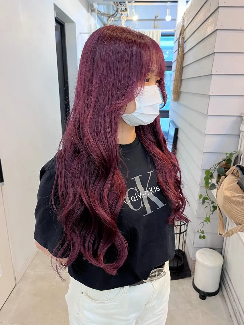 ロング カラー ピンクカラー カット ヘアカラー トリートメント GiseL 博多筑紫口店のヘアスタイル
