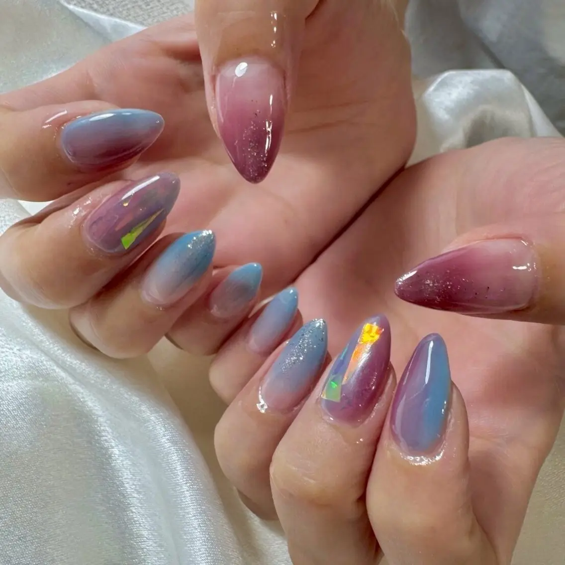 ネイル オーロラネイル フットネイル フレンチネイル ジェルネイル マグネットネイル ハンドネイル kiki nail &brow二子玉川のネイルデザイン