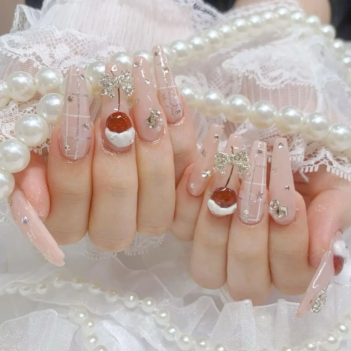 ネイル チークネイル 長さ出し フレンチネイル ジェルネイル ガーリー ハンドネイル Sora  Nail Studioのネイルデザイン