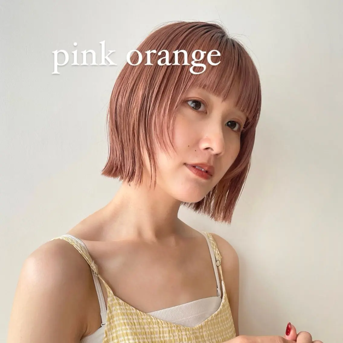 ショート カラー オレンジ ピンクカラー 顔まわり🥨レイヤー /透明感/水口舞奈のヘアスタイル