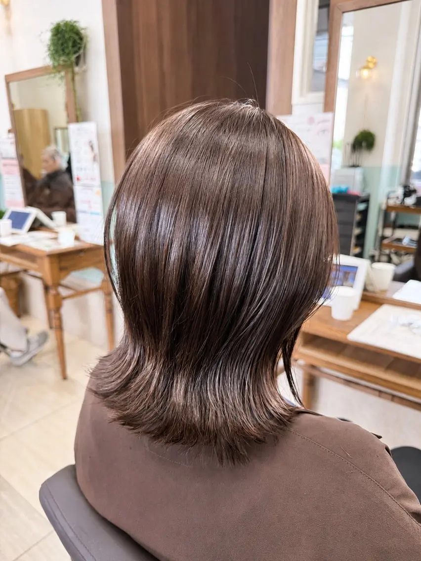 ミディアム カット ヘアカラー トリートメント Earth 髪質改善ナカシマのヘアスタイル