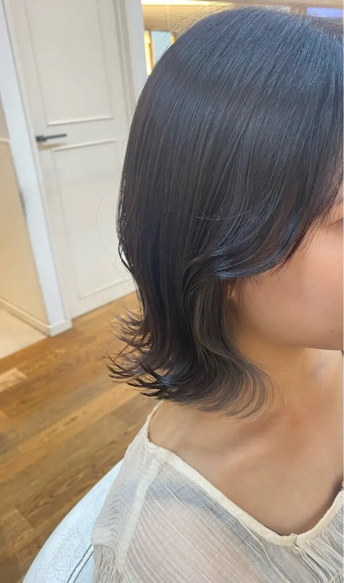 ミディアム カラー ヘアアレンジ グレージュ 韓国ヘア sasugaのヘアスタイル