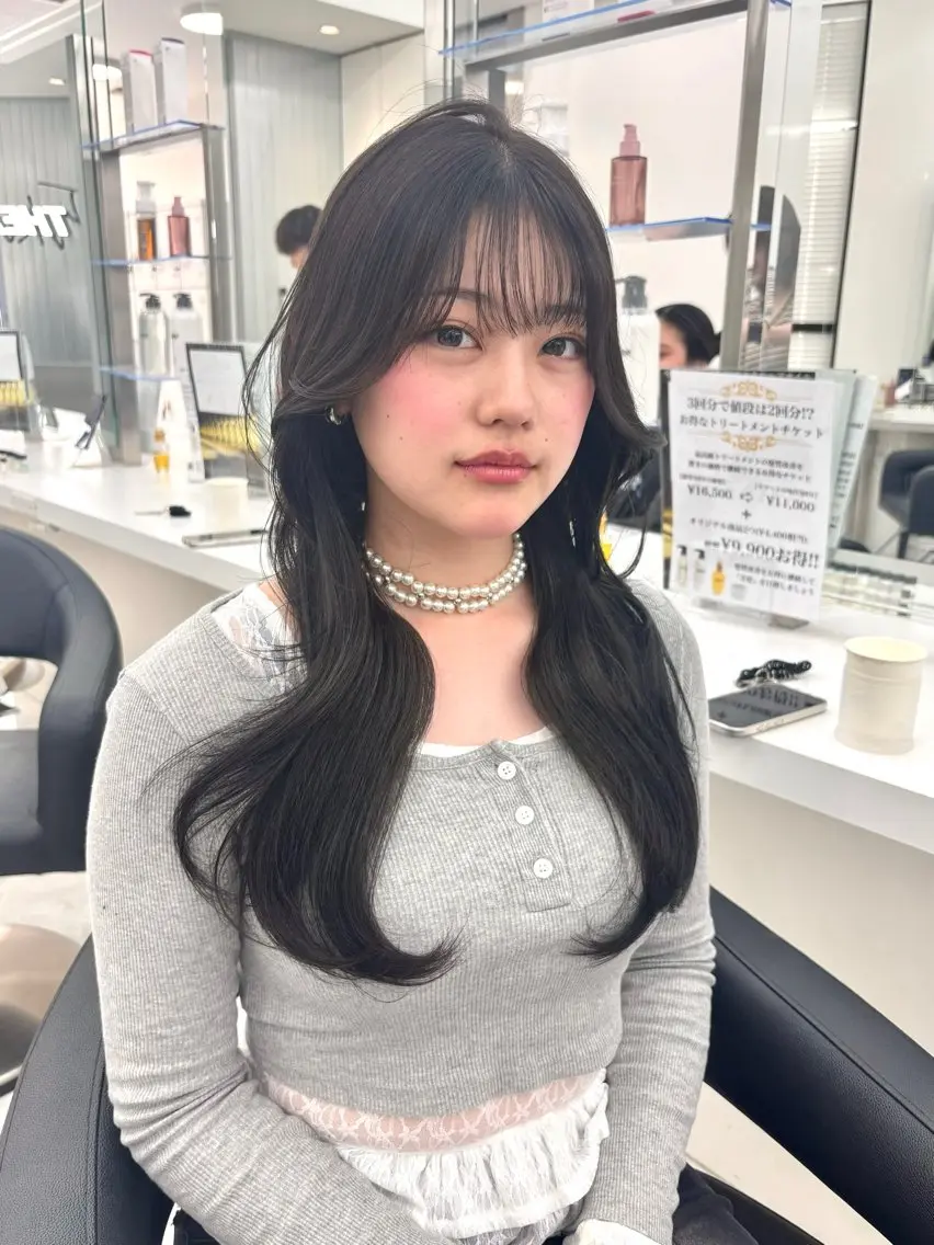 ロング カラー カット ヘアカラー ヘッドスパ ヘアセット 🫧韓国風透明感 ヘア🫧towaのヘアスタイル