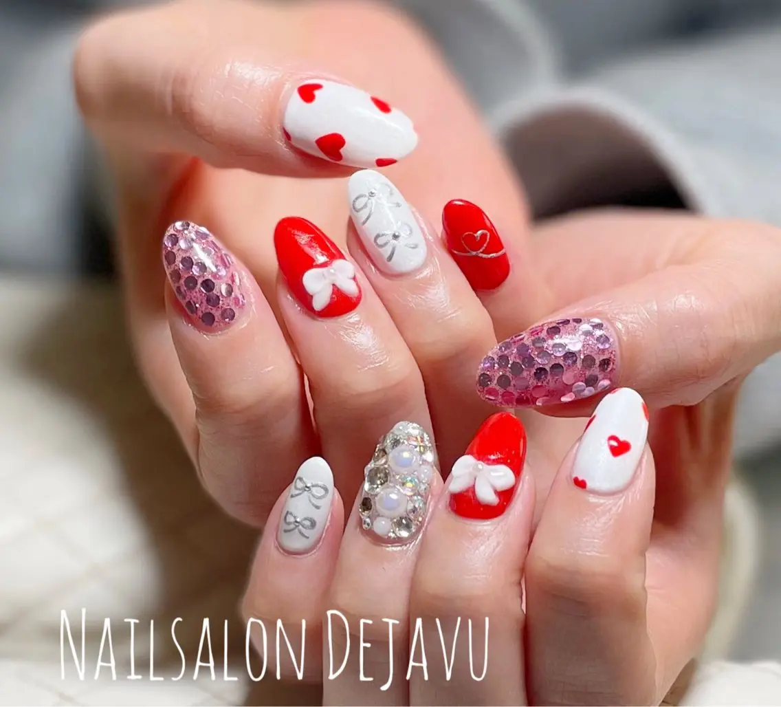 ネイル 持ち込み バレンタイン Nail salon Dejavu 🌿のネイルデザイン