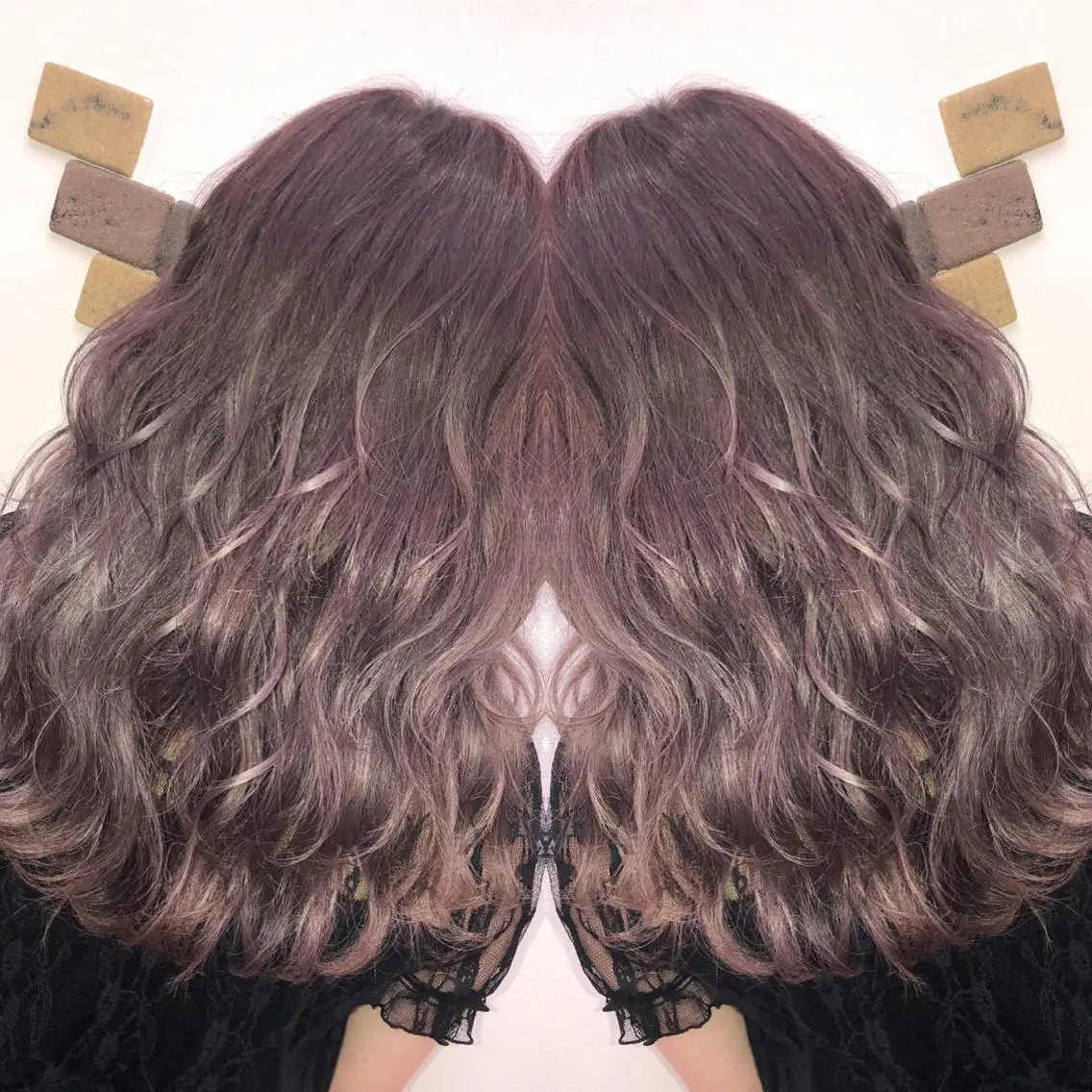 セミロング ピンクブラウン ヘアカラー エクステ KEISUKE🐶 ブリーチ×エクステのヘアスタイル