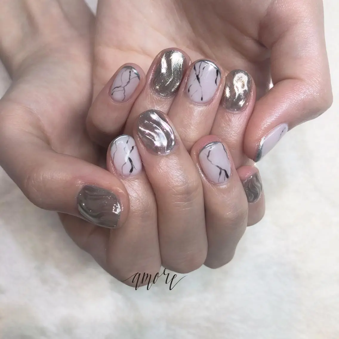 ネイル フレンチネイル ジェルネイル ミラーネイル ニュアンスネイル 春ネイル You kyehwaのネイルデザイン