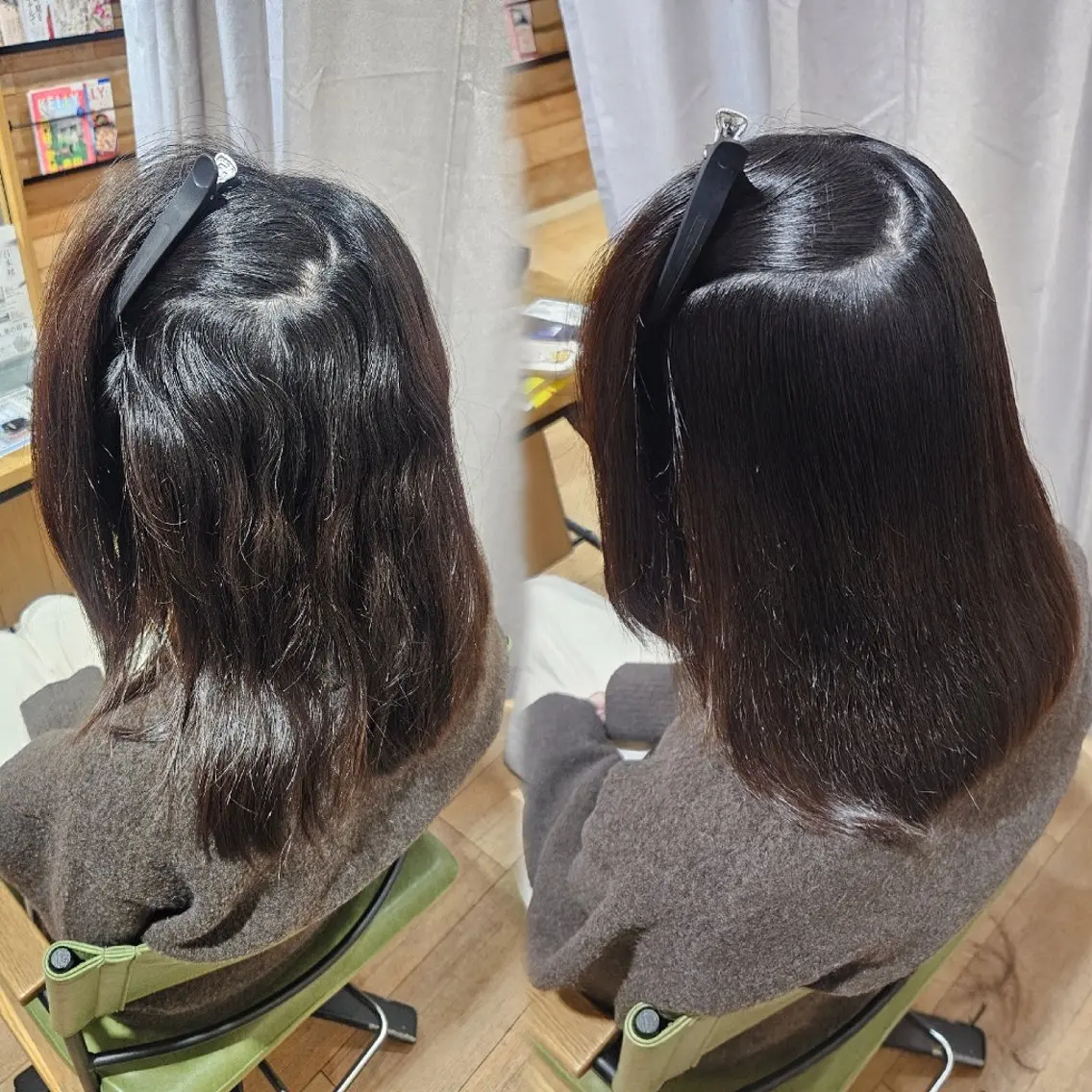 セミロング 縮毛矯正 トリートメント Miuri/ミユリ 柔らかい雰囲気ヘアのヘアスタイル