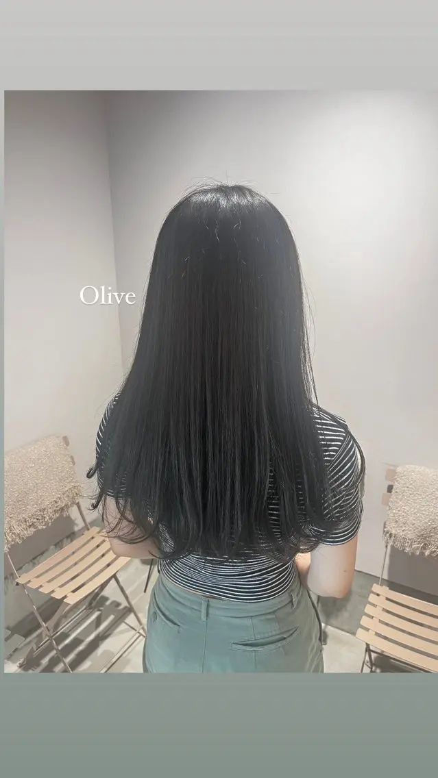 ロング カラー ブリーチ ブリーチなしカラー オリーブカラー 透明感ケアカラー/ レイヤー/ryokaのヘアスタイル