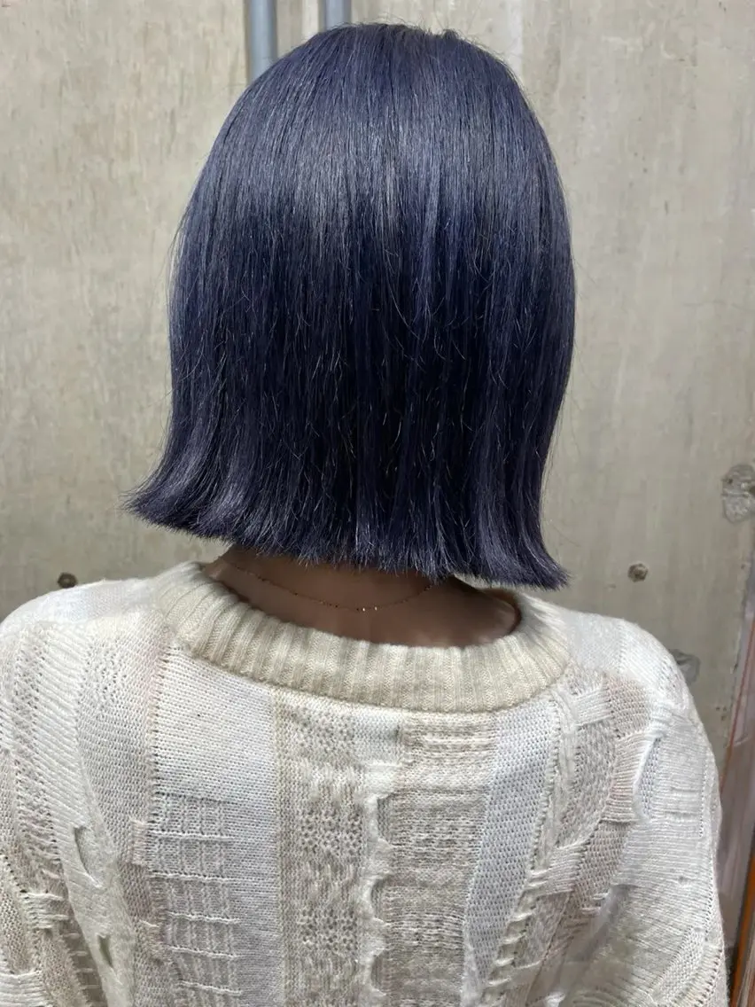 ショート カラー ネイビーカラー ヘアカラー トリートメント 🪿透明感/艶カラー ﾜﾀﾅﾍﾞｱｵｲのヘアスタイル