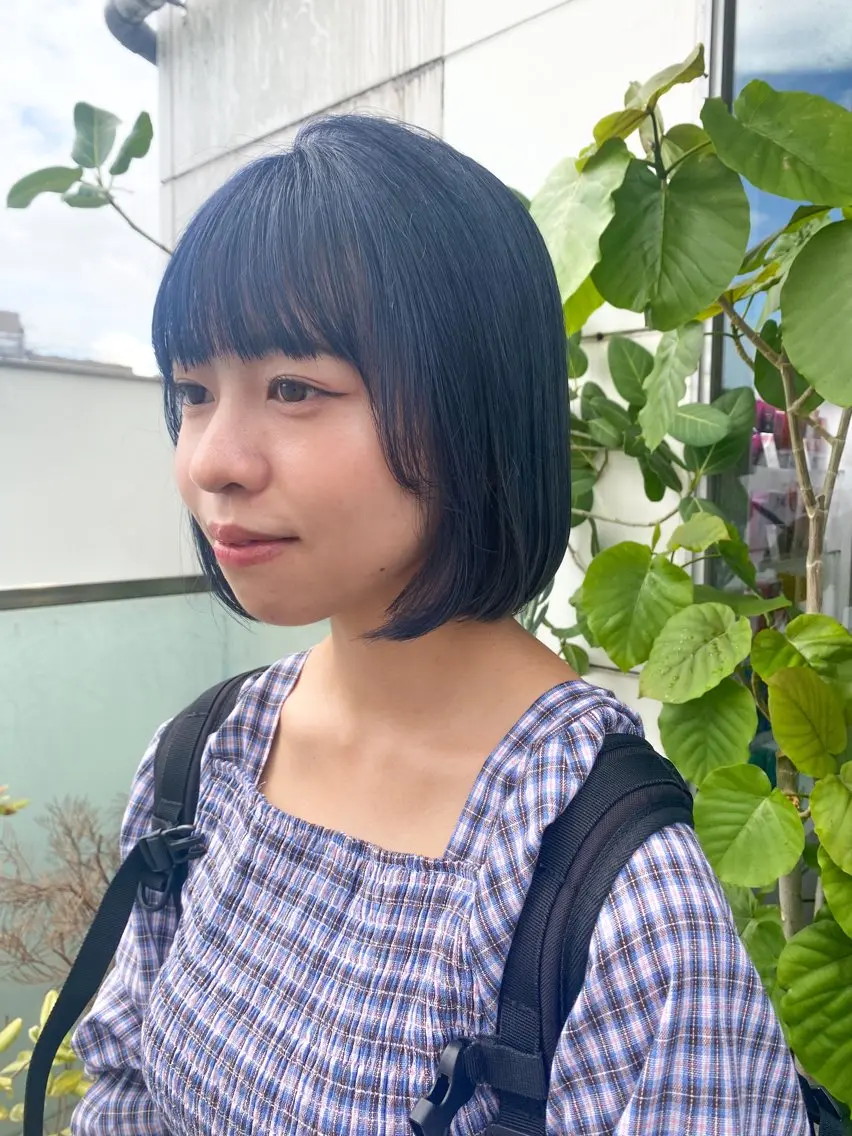 ショート カラー ヘアアレンジ ブルーカラー ネイビーカラー カット トリートメント ヘッドスパ ヘアセット 押切 響　のヘアスタイル